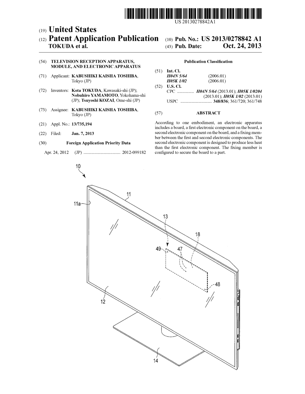 TELEVISION RECEPTION APPARATUS, MODULE, AND ELECTRONIC APPARATUS - diagram, schematic, and image 01