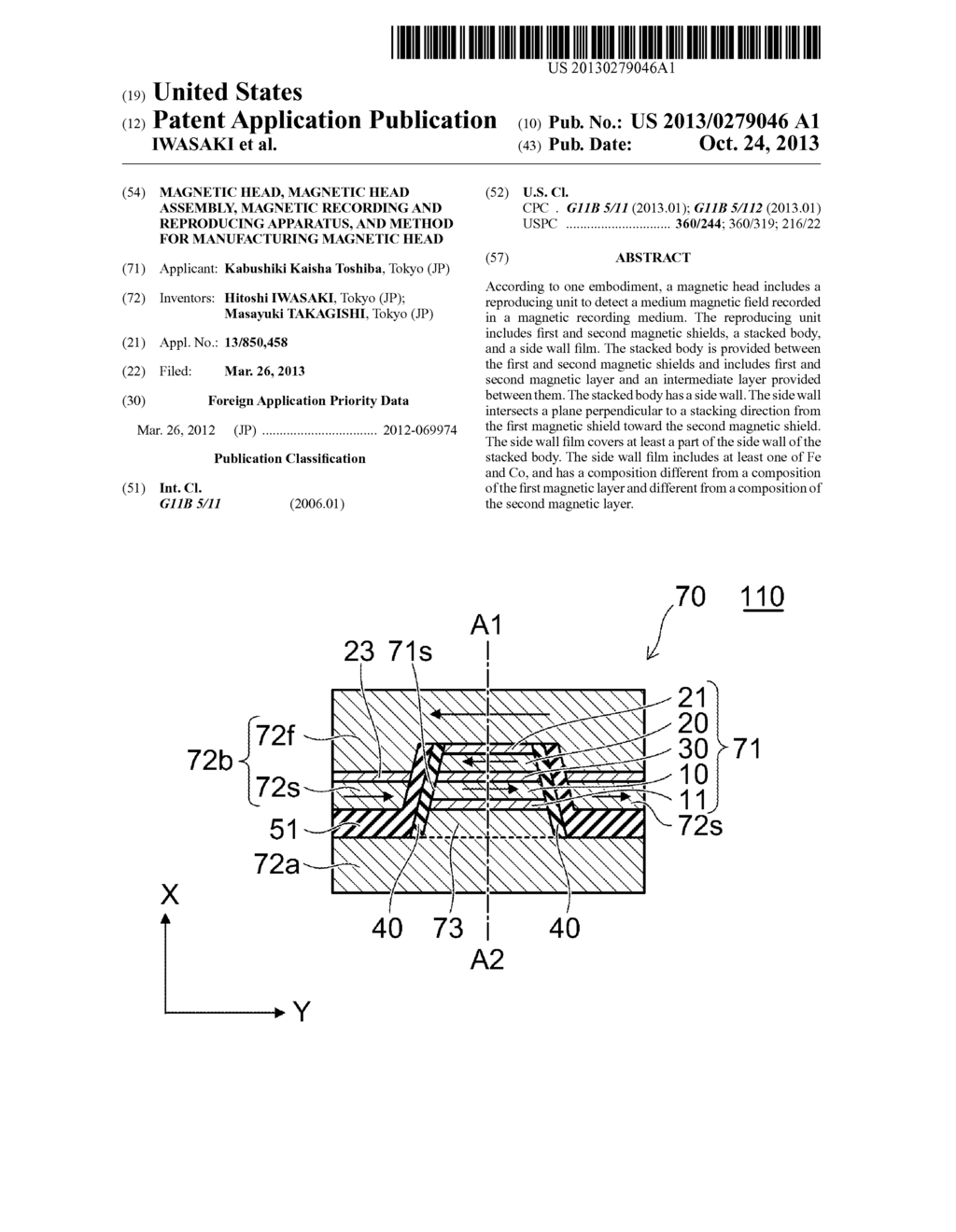 MAGNETIC HEAD, MAGNETIC HEAD ASSEMBLY, MAGNETIC RECORDING AND REPRODUCING     APPARATUS, AND METHOD FOR MANUFACTURING MAGNETIC HEAD - diagram, schematic, and image 01