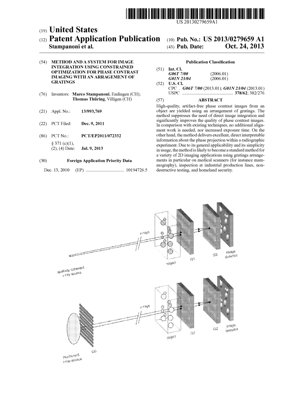 METHOD AND A SYSTEM FOR IMAGE INTEGRATION USING CONSTRAINED OPTIMIZATION     FOR PHASE CONTRAST IMAGING WITH AN ARRAGEMENT OF GRATINGS - diagram, schematic, and image 01