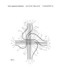 Weaving-free interchange with few bridges and exterior exits and entrances     only diagram and image