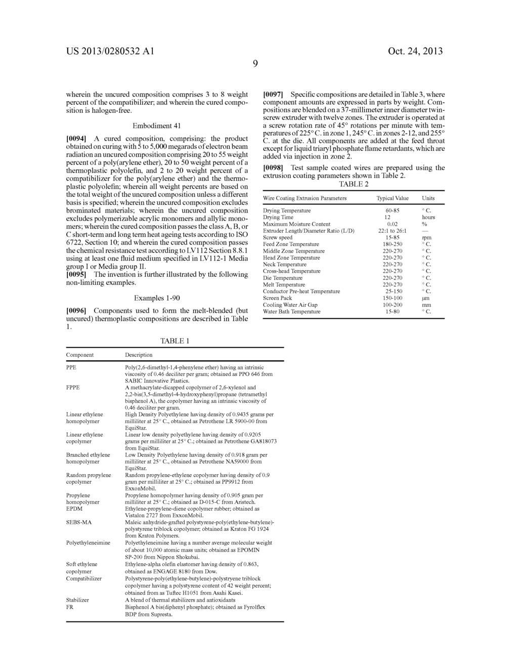 POLY(ARYLENE ETHER) COMPOSITION AND ITS USE IN THE FABRICATION OF EXTRUDED     ARTICLES AND COATED WIRE - diagram, schematic, and image 10