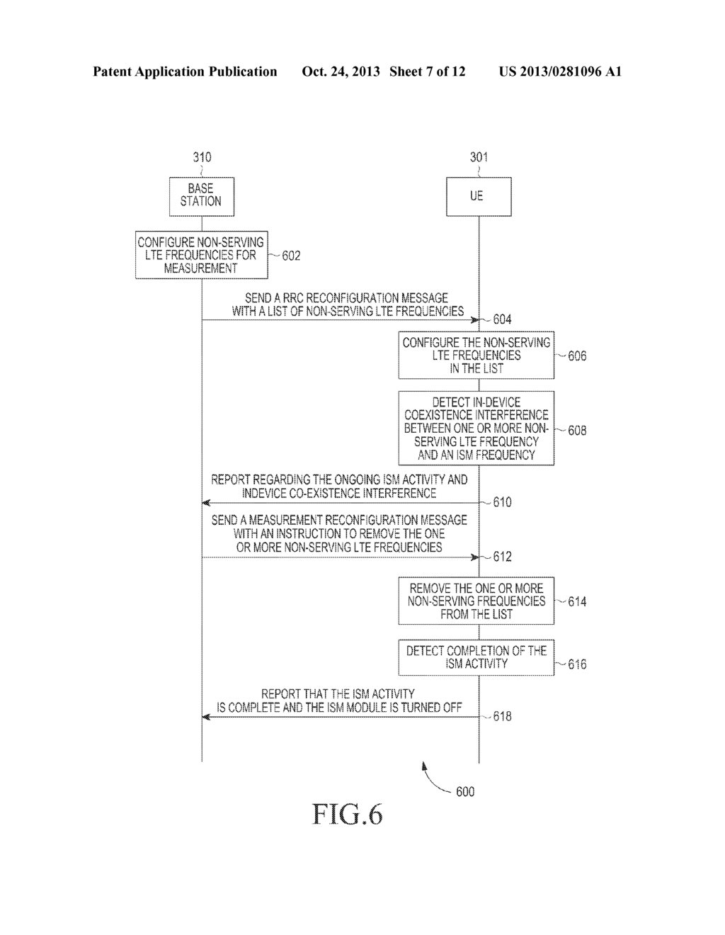 METHOD AND APPARATUS FOR COMMUNICATING ISM PRONE FREQUENCY INFORMATION TO     A BASE STATION - diagram, schematic, and image 08