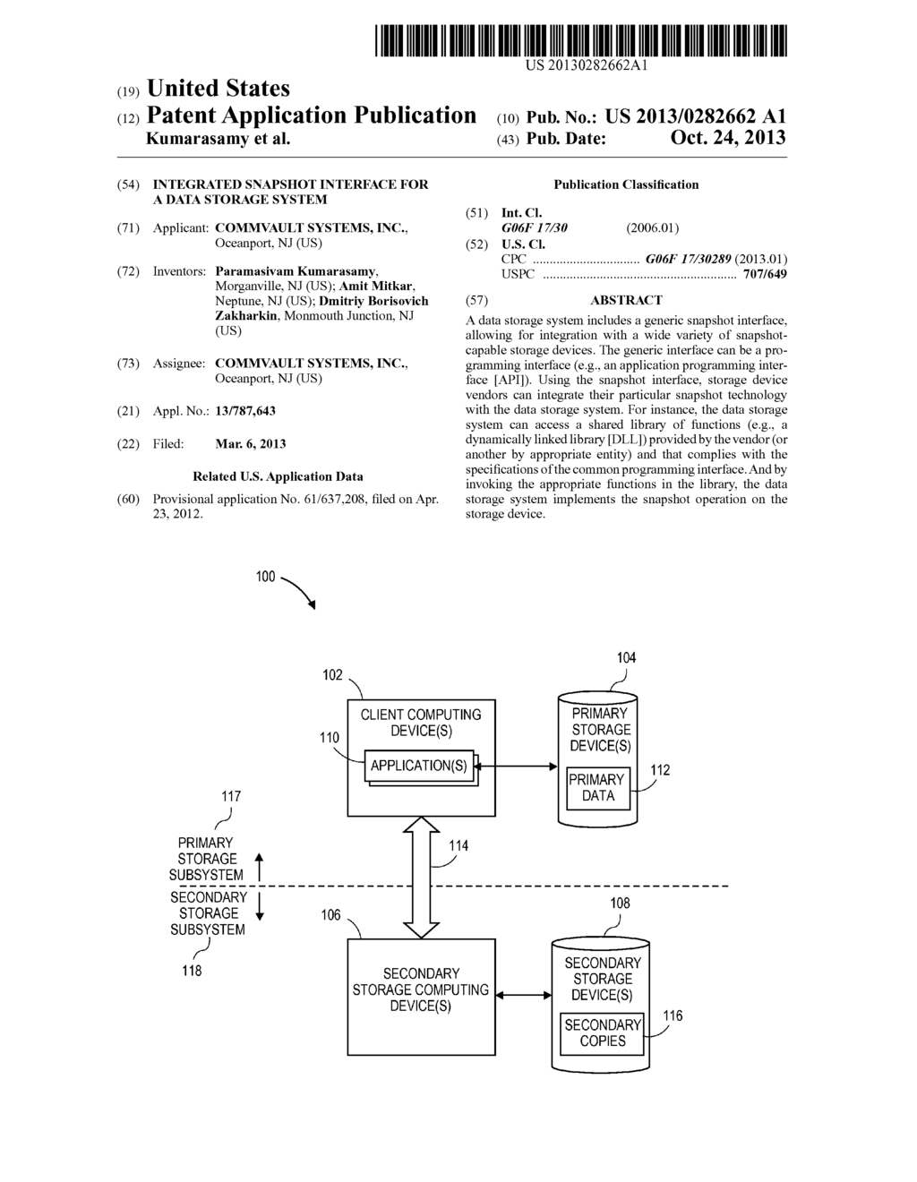 INTEGRATED SNAPSHOT INTERFACE FOR A DATA STORAGE SYSTEM - diagram, schematic, and image 01