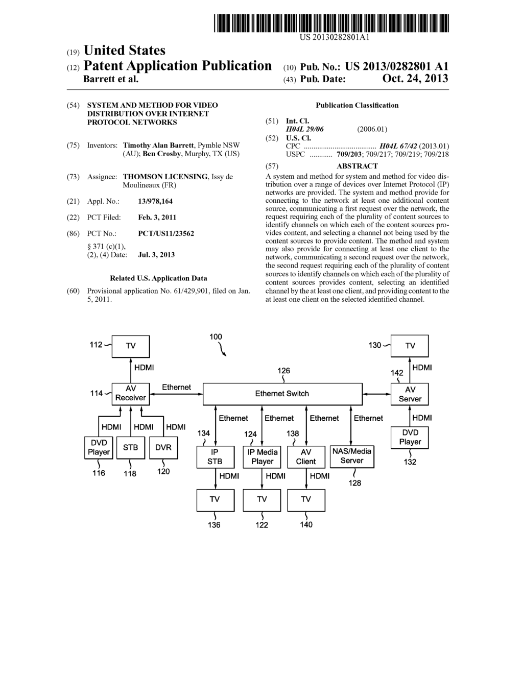 SYSTEM AND METHOD FOR VIDEO DISTRIBUTION OVER INTERNET PROTOCOL NETWORKS - diagram, schematic, and image 01