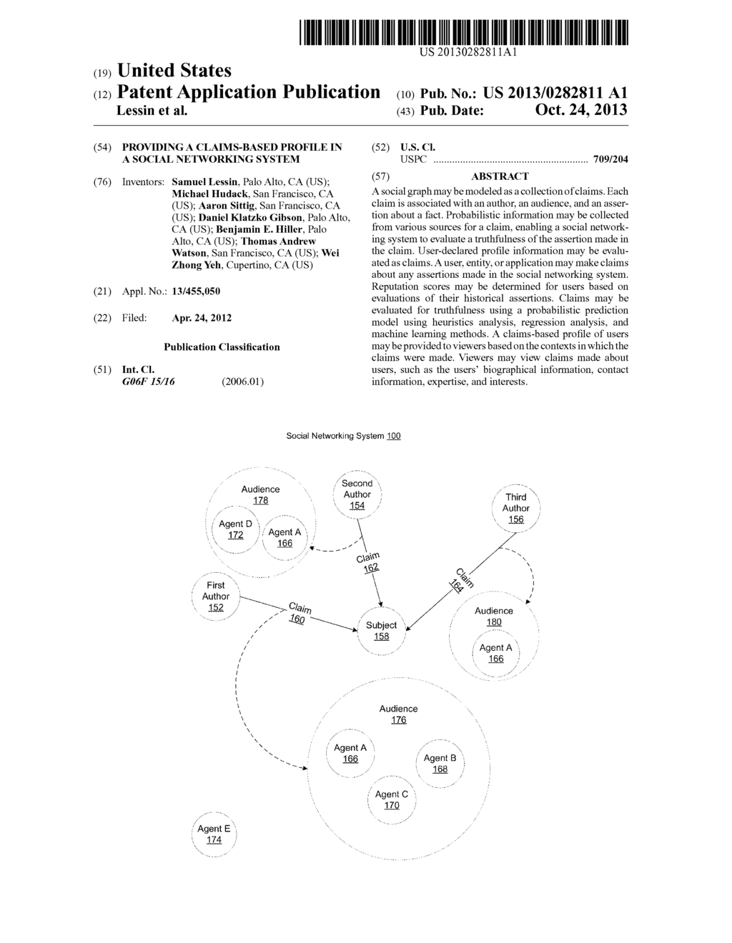 PROVIDING A CLAIMS-BASED PROFILE IN A SOCIAL NETWORKING SYSTEM - diagram, schematic, and image 01