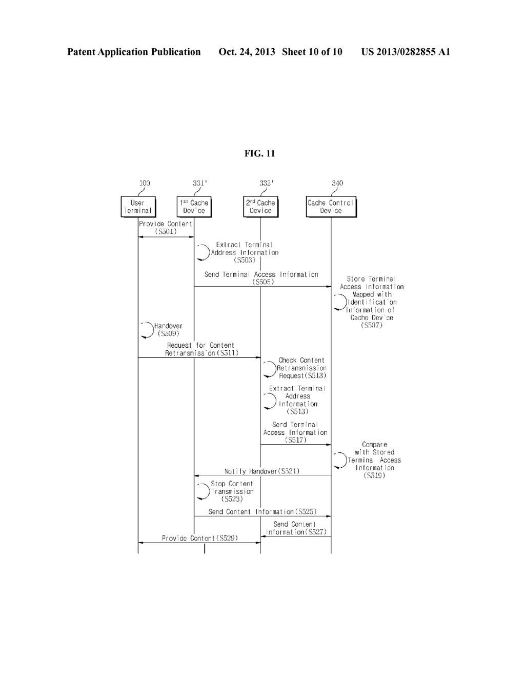 CACHE DEVICE, CACHE CONTROL DEVICE, AND METHODS FOR DETECTING HANDOVER - diagram, schematic, and image 11