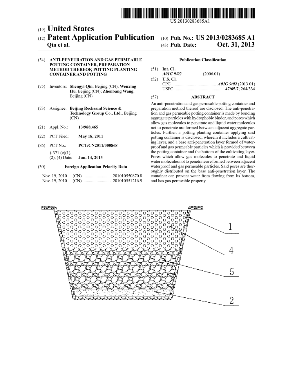 ANTI-PENETRATION AND GAS PERMEABLE POTTING CONTAINER, PREPARATION METHOD     THEREOF, POTTING PLANTING CONTAINER AND POTTING - diagram, schematic, and image 01