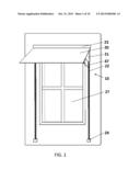 Adjustable All-Season Window Awning/Light Shelf and Operating Mechanism     Therefor diagram and image