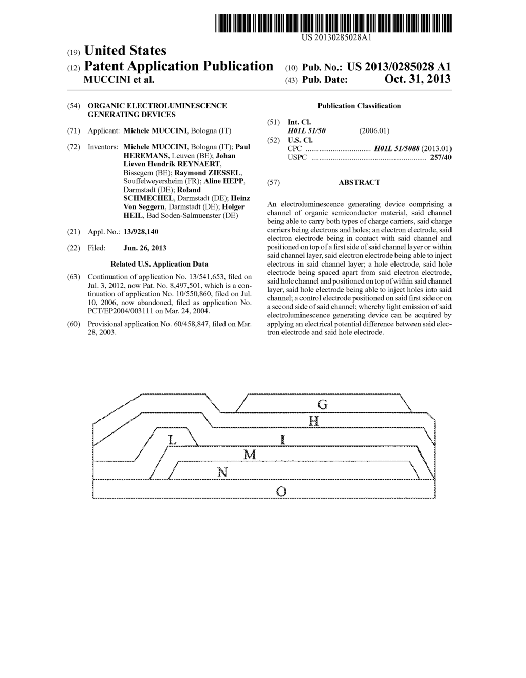 ORGANIC ELECTROLUMINESCENCE GENERATING DEVICES - diagram, schematic, and image 01