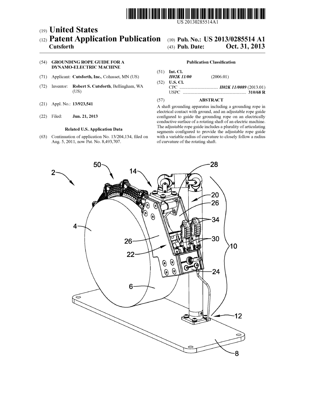 GROUNDING ROPE GUIDE FOR A DYNAMO-ELECTRIC MACHINE - diagram, schematic, and image 01