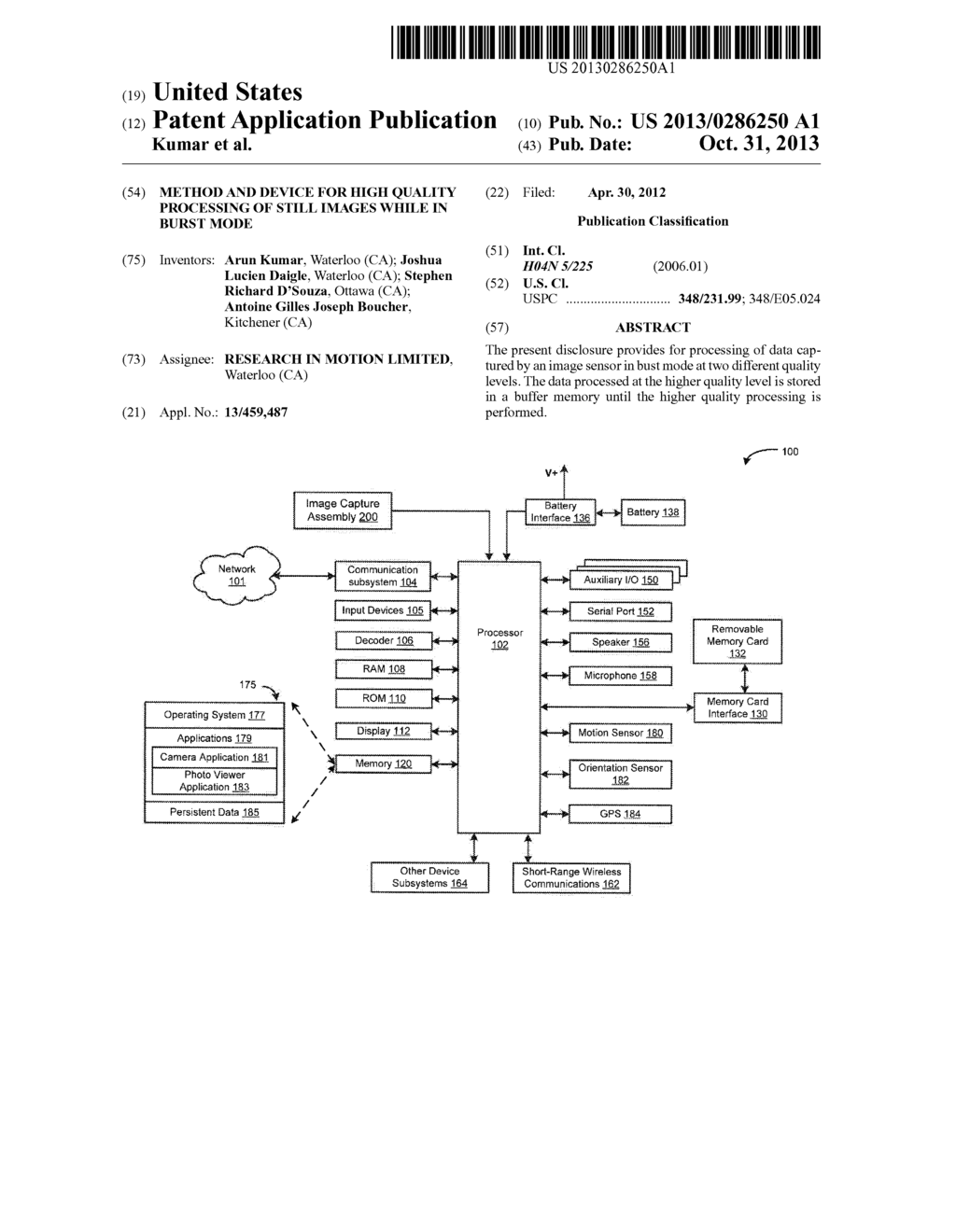 Method And Device For High Quality Processing Of Still Images While In     Burst Mode - diagram, schematic, and image 01