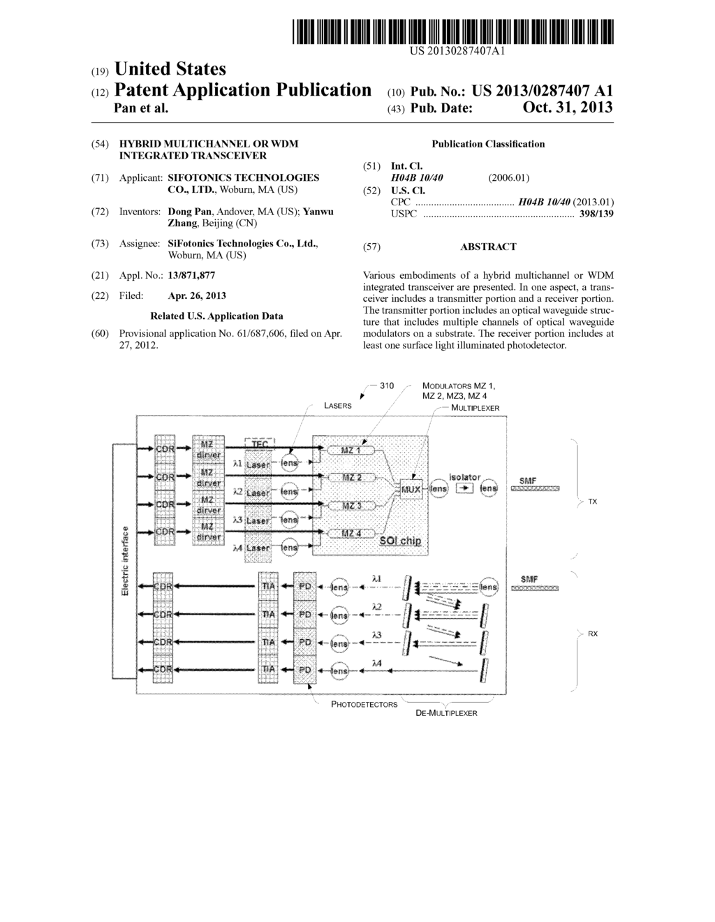 Hybrid Multichannel or WDM Integrated Transceiver - diagram, schematic, and image 01