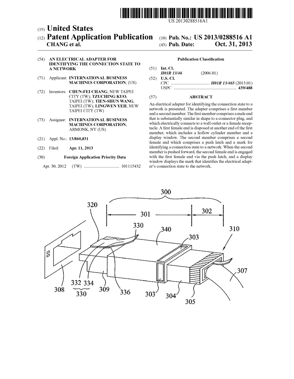 AN ELECTRICAL ADAPTER FOR IDENTIFYING THE CONNECTION STATE TO A NETWORK - diagram, schematic, and image 01