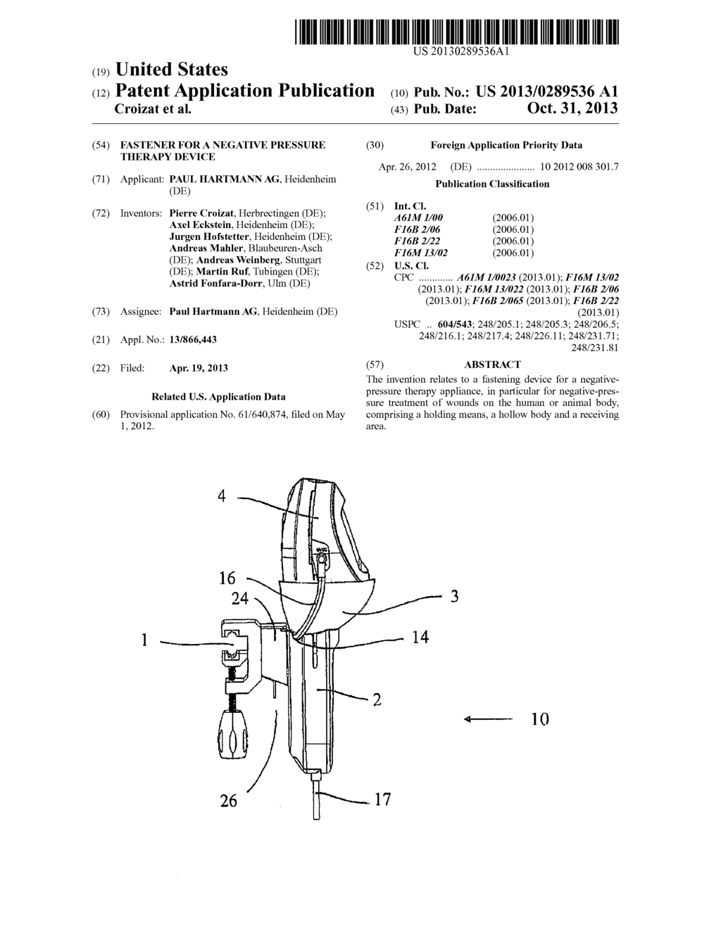 FASTENER FOR A NEGATIVE PRESSURE THERAPY DEVICE - diagram, schematic, and image 01