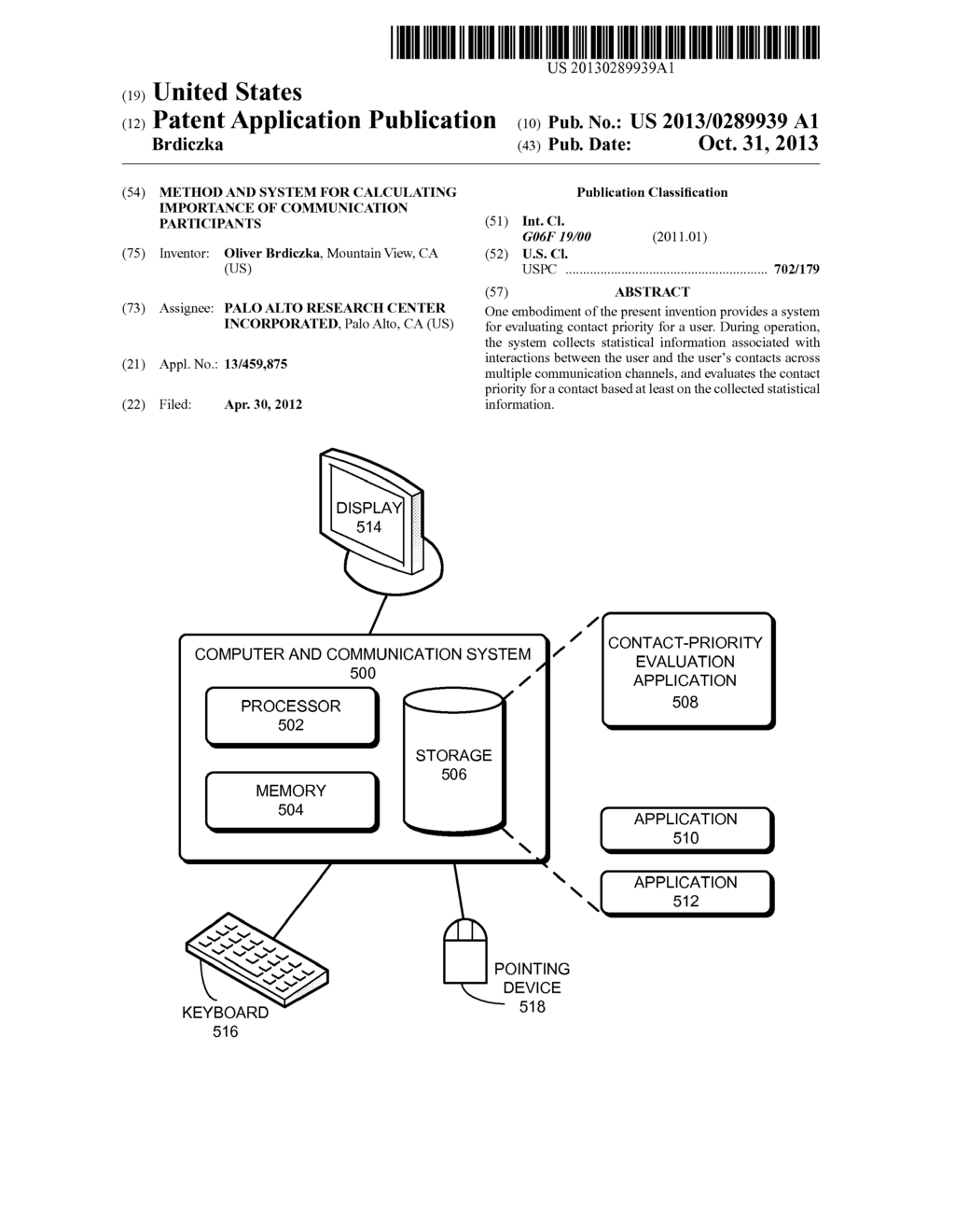 METHOD AND SYSTEM FOR CALCULATING IMPORTANCE OF COMMUNICATION PARTICIPANTS - diagram, schematic, and image 01