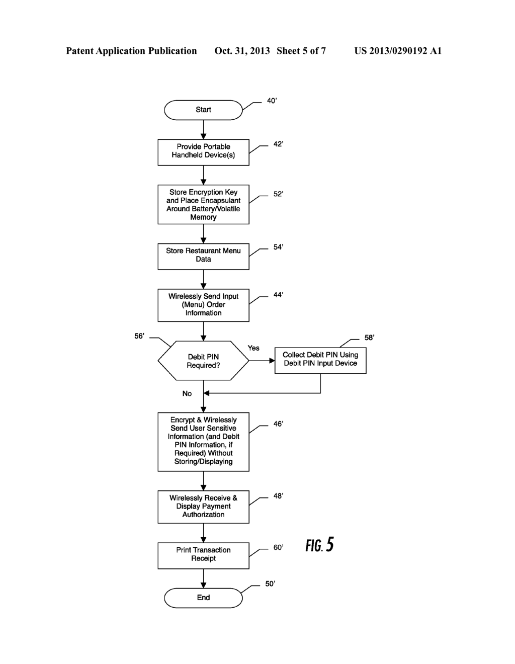 PORTABLE HANDHELD DEVICE FOR WIRELESS ORDER ENTRY AND REAL TIME PAYMENT     AUTHORIZATION AND RELATED METHODS - diagram, schematic, and image 06