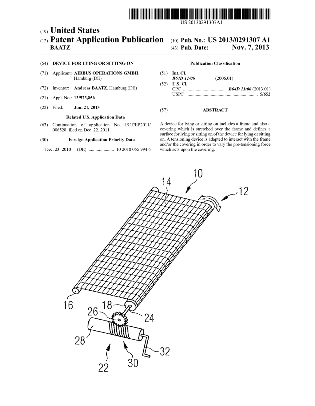 DEVICE FOR LYING OR SITTING ON - diagram, schematic, and image 01