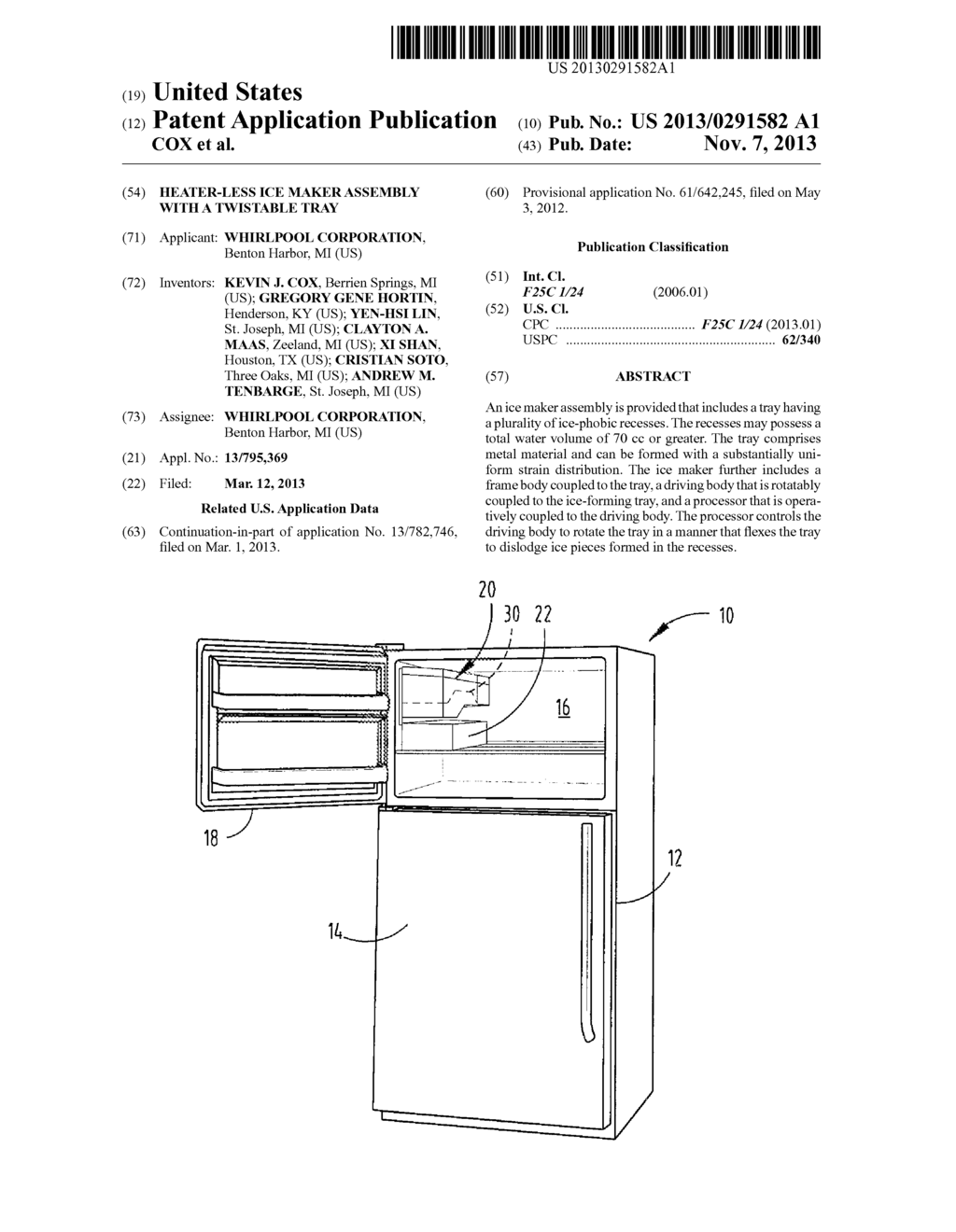 HEATER-LESS ICE MAKER ASSEMBLY WITH A TWISTABLE TRAY - diagram, schematic, and image 01