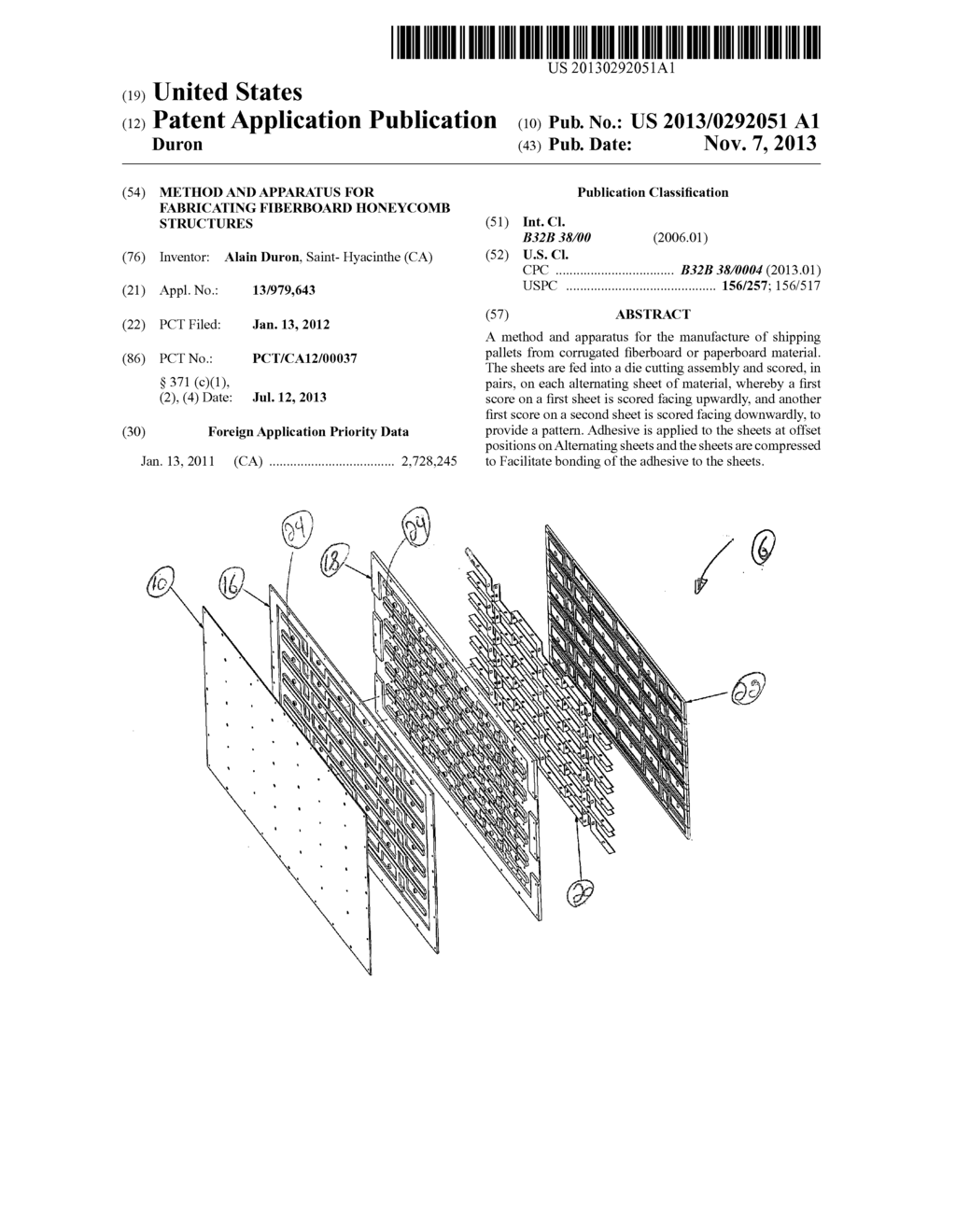 METHOD AND APPARATUS FOR FABRICATING FIBERBOARD HONEYCOMB STRUCTURES - diagram, schematic, and image 01