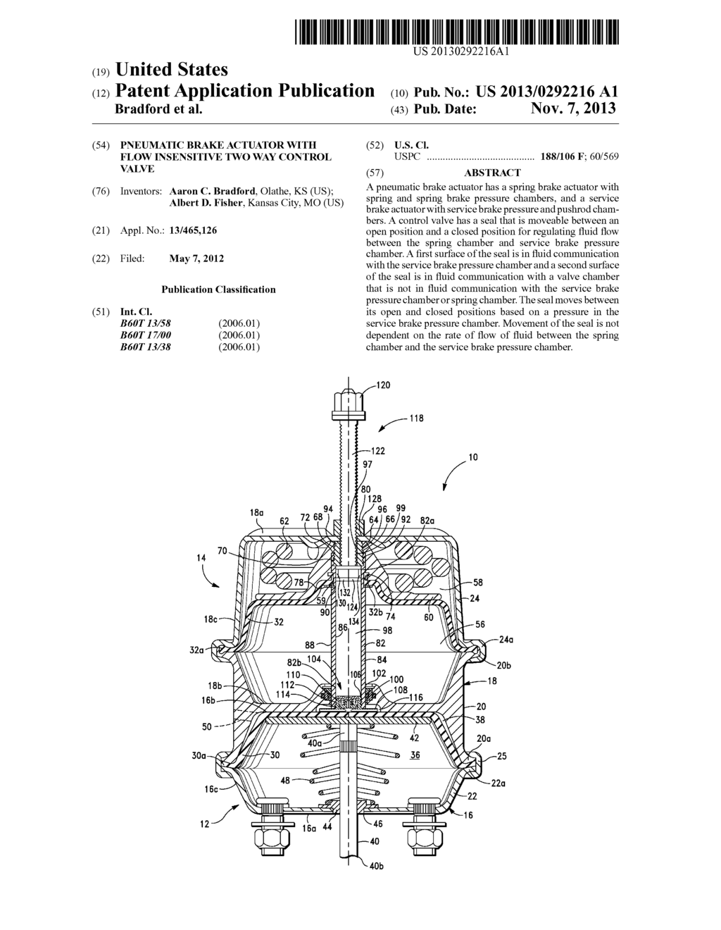 Pneumatic Brake Actuator with Flow Insensitive Two Way Control Valve - diagram, schematic, and image 01