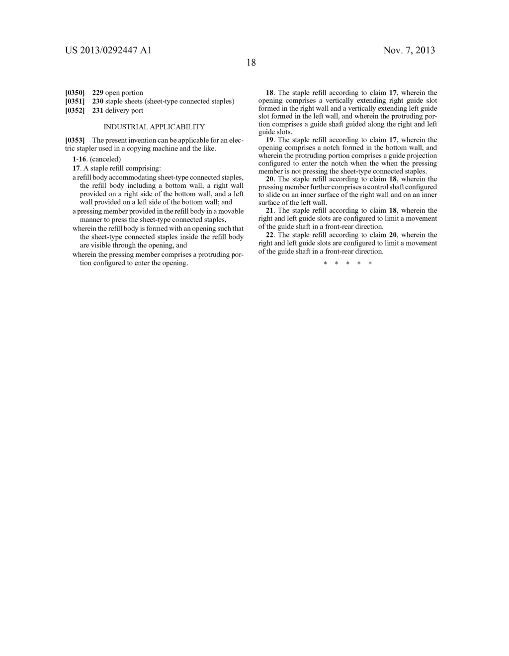 STAPLE REFILL, STAPLER, AND CARTRIDGE - diagram, schematic, and image 41