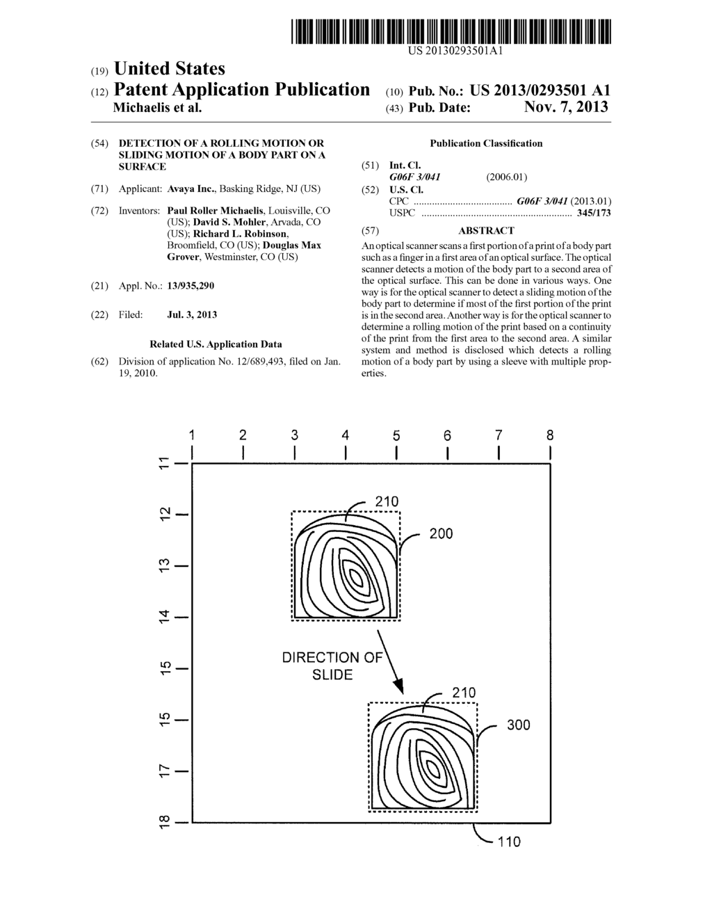 DETECTION OF A ROLLING MOTION OR SLIDING MOTION OF A BODY PART ON A     SURFACE - diagram, schematic, and image 01