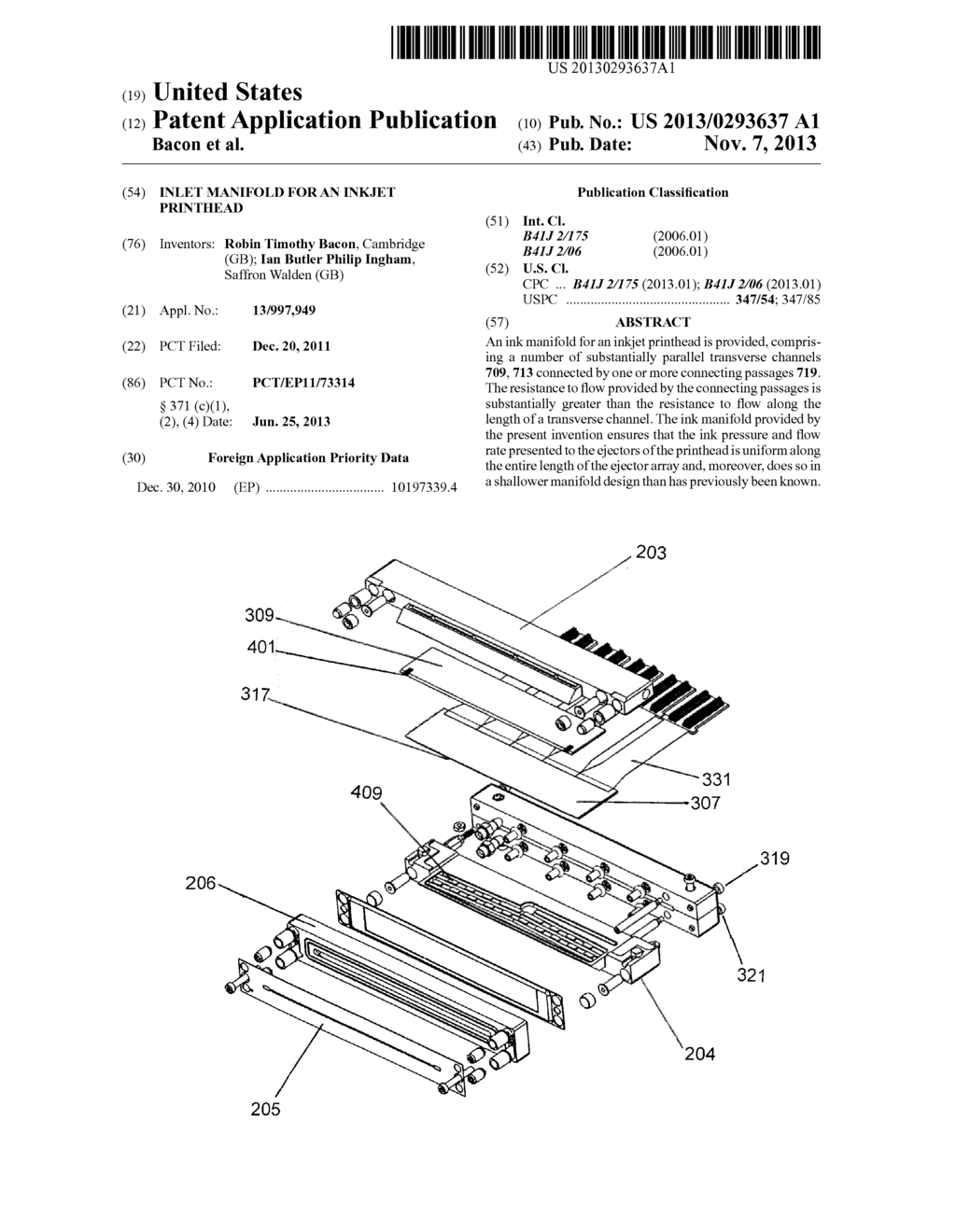 Inlet Manifold for an Inkjet Printhead - diagram, schematic, and image 01