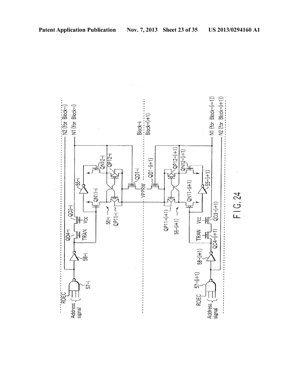 SEMICONDUCTOR MEMORY DEVICE USING ONLY SINGLE-CHANNEL TRANSISTOR TO APPLY     VOLTAGE TO SELECTED WORD LINE - diagram, schematic, and image 24