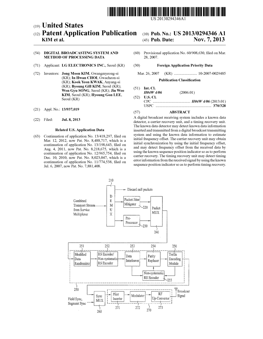 DIGITAL BROADCASTING SYSTEM AND METHOD OF PROCESSING DATA - diagram, schematic, and image 01