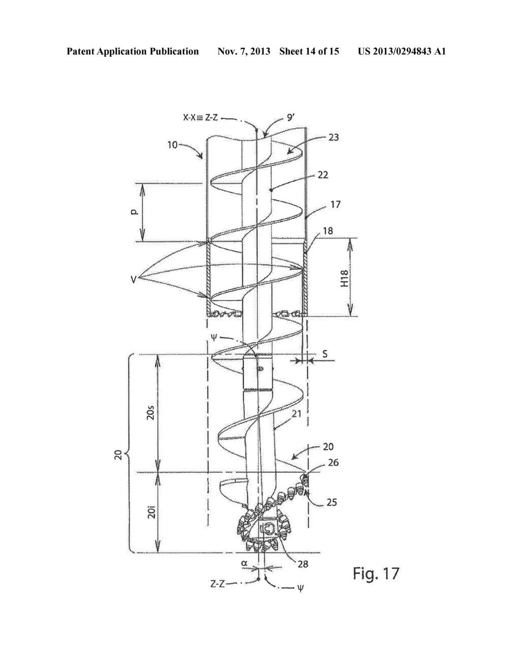 HELICAL DRILL BIT FOR AN AUGER OF A GROUND EXCAVATION ASSEMBLY, IN     PARTICULAR FOR BUILDING EXCAVATED PILES, AND DRILLING METHOD THAT USES     SUCH A BIT - diagram, schematic, and image 15