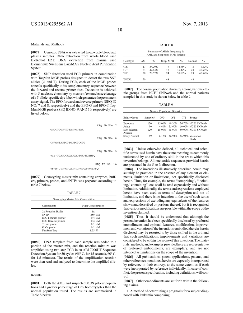 METHODS FOR DETECTING RISK OF MYELODYSPLASTIC SYNDROME BY GENOTYPIC     ANALYSIS - diagram, schematic, and image 11