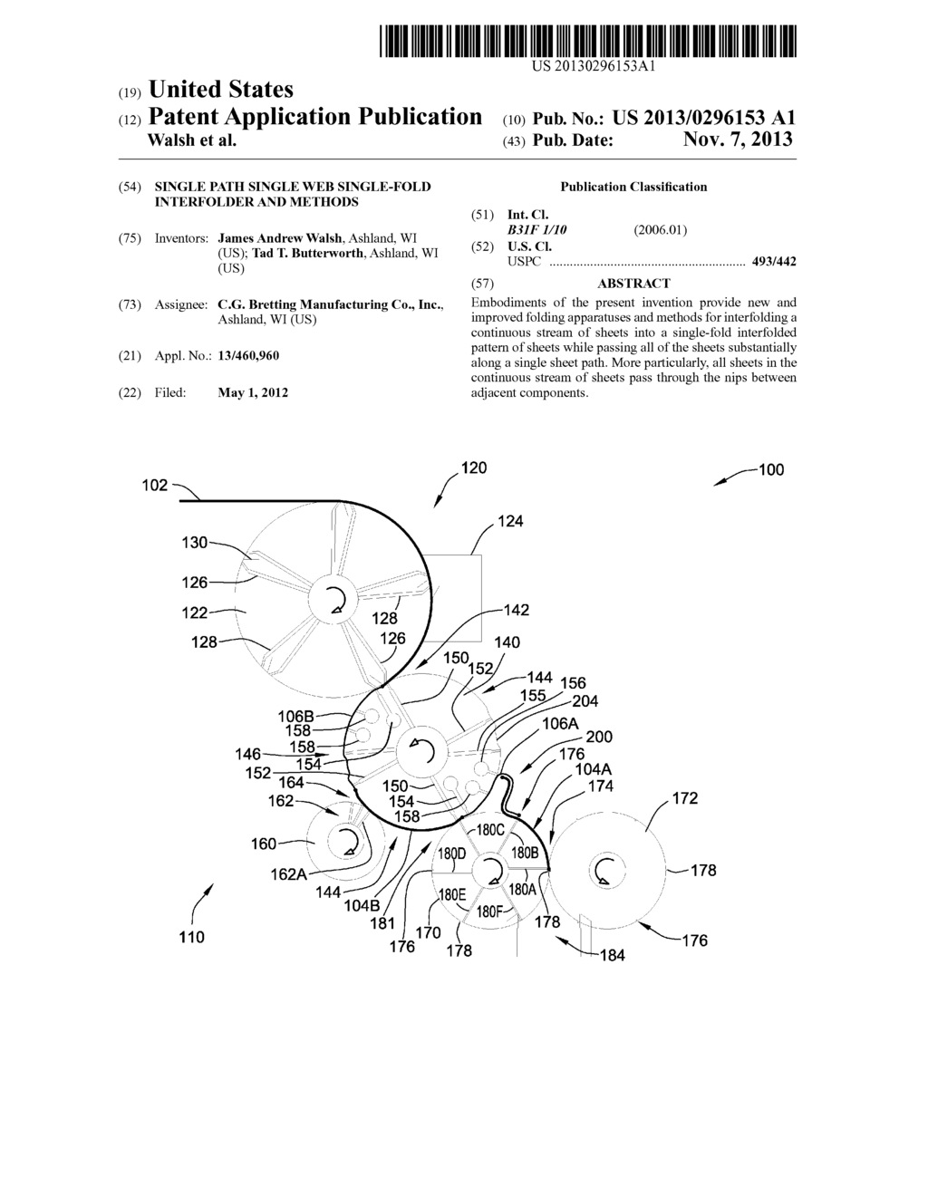 SINGLE PATH SINGLE WEB SINGLE-FOLD INTERFOLDER AND METHODS - diagram, schematic, and image 01