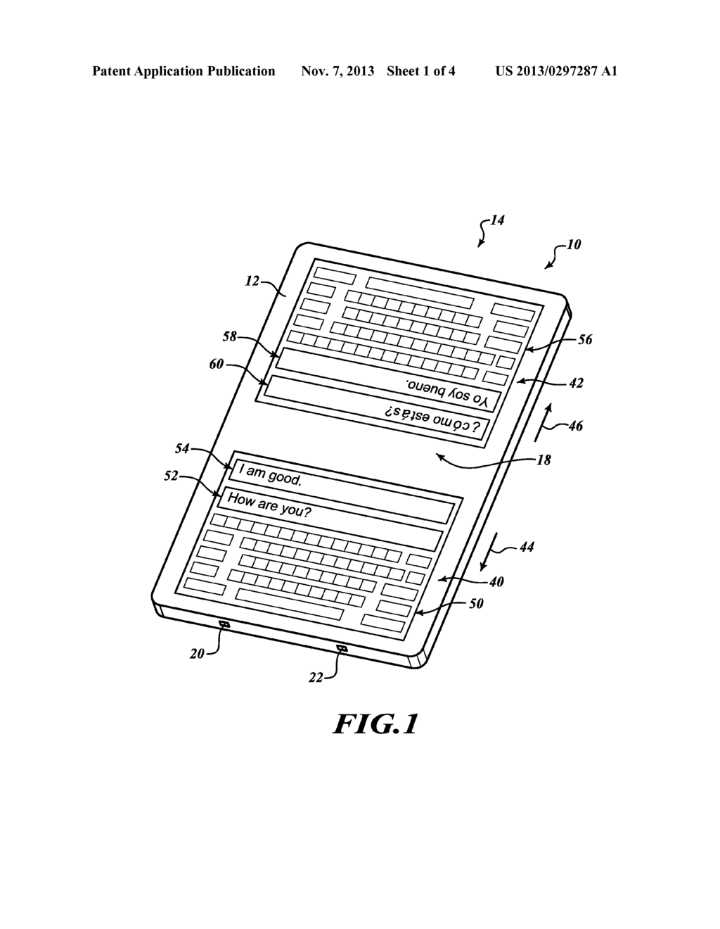 DISPLAY TWO KEYBOARDS ON ONE TABLET COMPUTER TO ALLOW TWO USERS TO CHAT IN     DIFFERENT LANGUAGES - diagram, schematic, and image 02