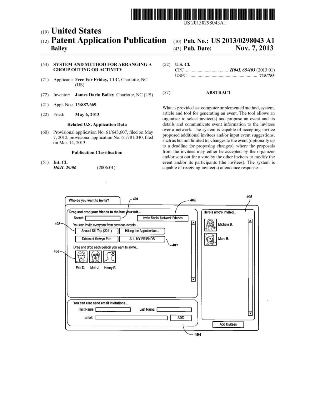 System and Method for Arranging a Group Outing or Activity - diagram, schematic, and image 01