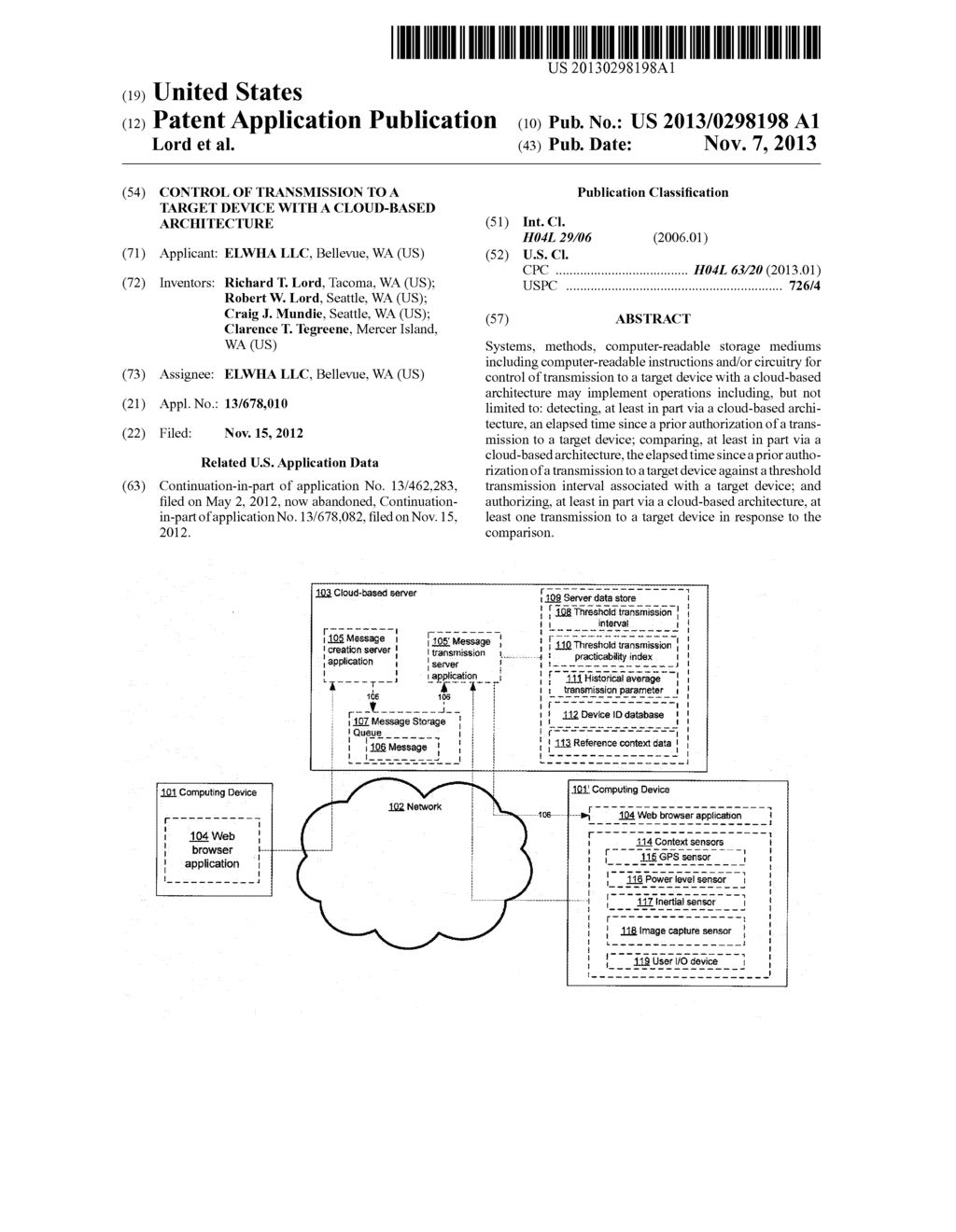 Control of Transmission to a Target Device with a Cloud-Based Architecture - diagram, schematic, and image 01