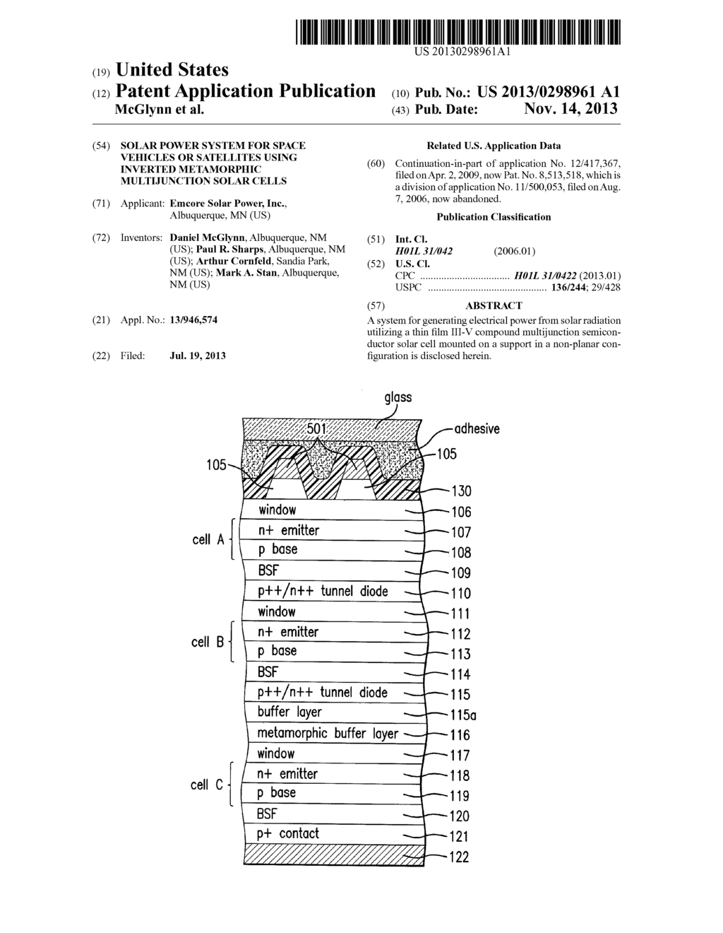 SOLAR POWER SYSTEM FOR SPACE VEHICLES OR SATELLITES USING INVERTED     METAMORPHIC MULTIJUNCTION SOLAR CELLS - diagram, schematic, and image 01