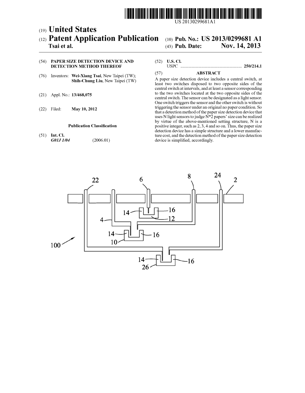 Paper Size Detection Device And Detection Method Thereof - diagram, schematic, and image 01