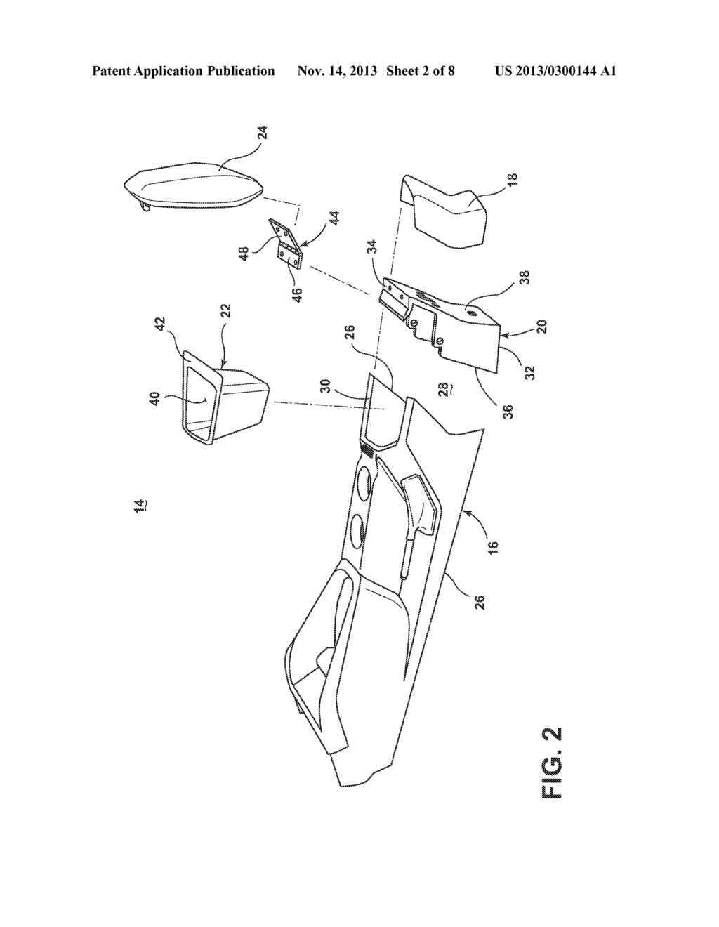 VEHICLE CONSOLE WITH STORAGE COMPARTMENT AND CONCEALED ARMREST HINGE - diagram, schematic, and image 03