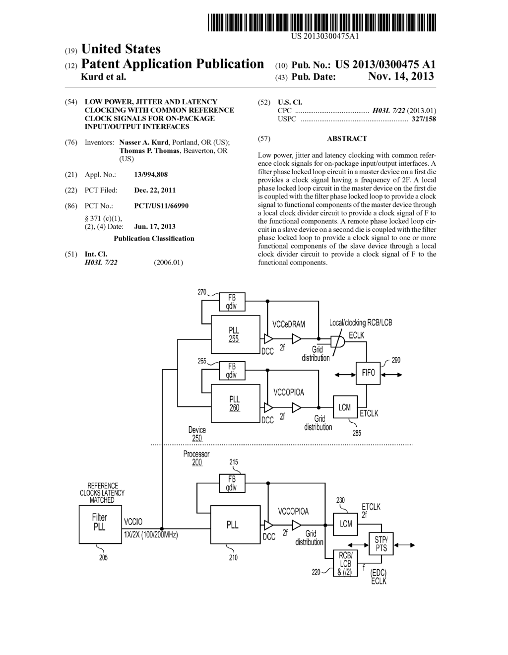 LOW POWER, JITTER AND LATENCY CLOCKING WITH COMMON REFERENCE CLOCK SIGNALS     FOR ON-PACKAGE INPUT/OUTPUT INTERFACES - diagram, schematic, and image 01