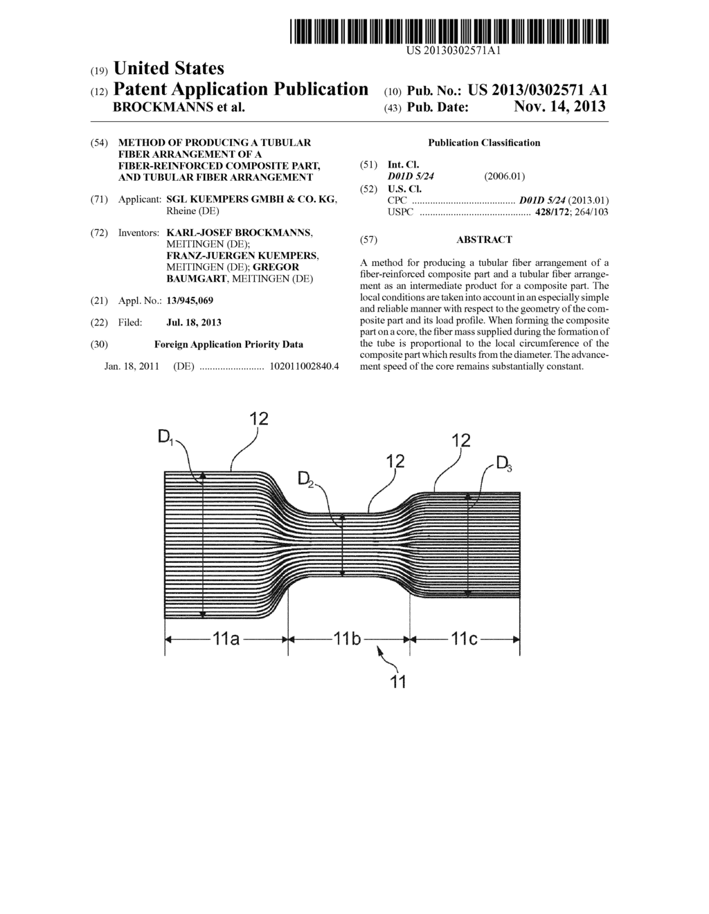 METHOD OF PRODUCING A TUBULAR FIBER ARRANGEMENT OF A FIBER-REINFORCED     COMPOSITE PART, AND TUBULAR FIBER ARRANGEMENT - diagram, schematic, and image 01