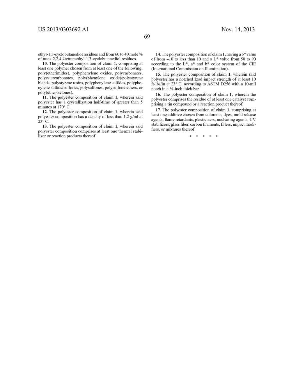 POLYESTER COMPOSITIONS CONTAINING CYCLOBUTANEDIOL HAVING A CERTAIN     COMBINATION OF INHERENT VISCOSITY AND MODERATE GLASS TRANSITION     TEMPERATURE AND ARTICLES MADE THEREFROM - diagram, schematic, and image 73