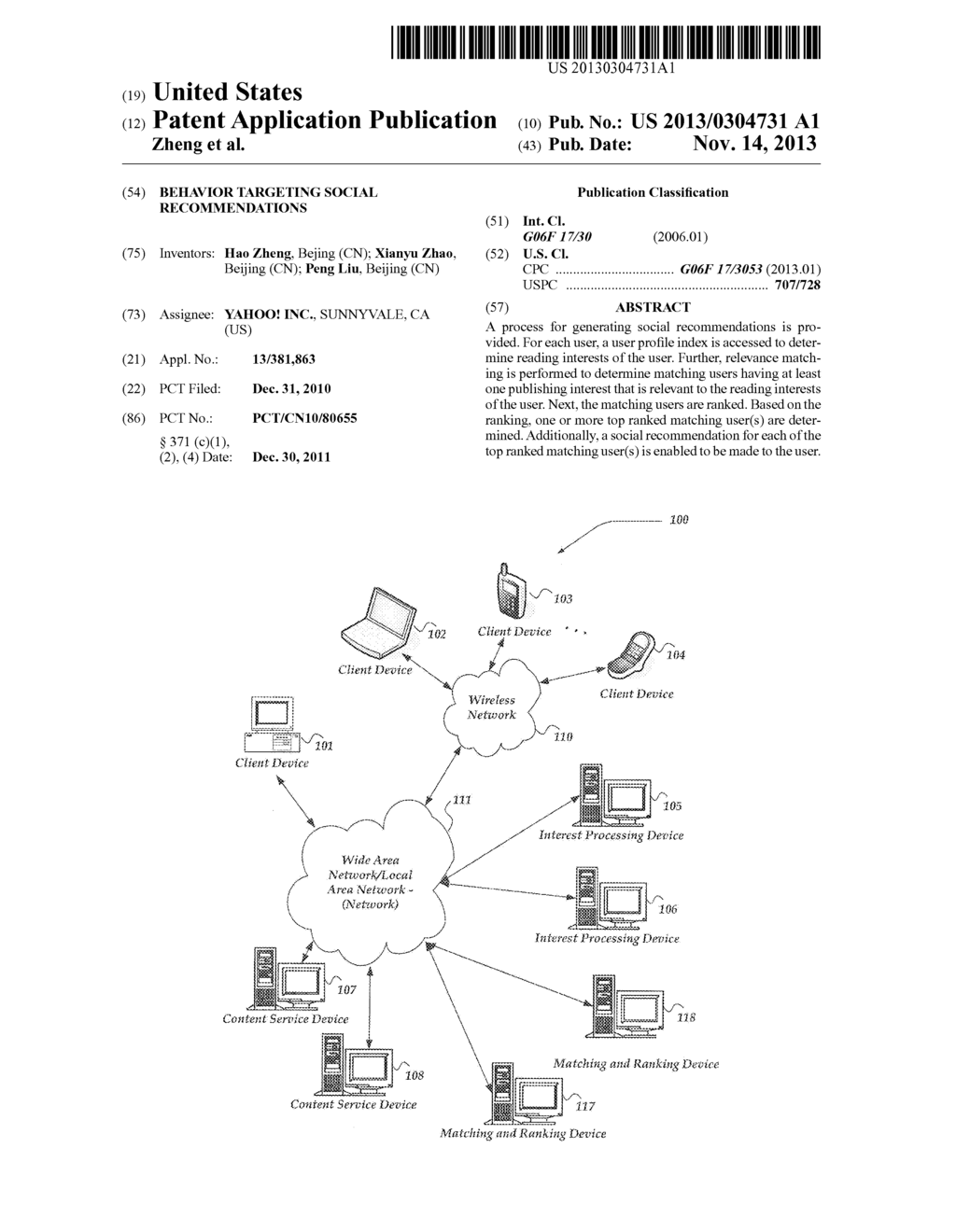 BEHAVIOR TARGETING SOCIAL RECOMMENDATIONS - diagram, schematic, and image 01