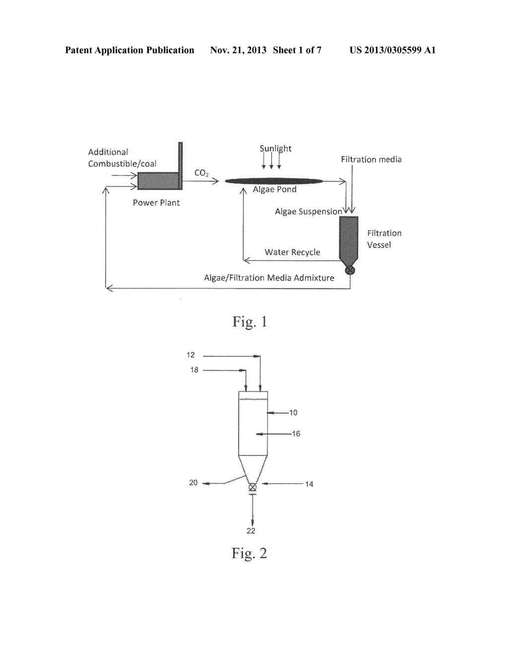 METHODS OF ALGAE HARVESTING UTILIZING A FILTERING SUBSTANCE AND USES     THEREFOR - diagram, schematic, and image 02