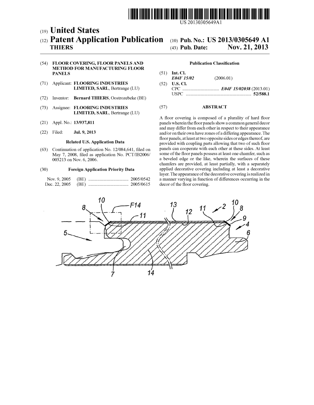 Floor Covering, Floor Panels and Method for Manufacturing Floor Panels - diagram, schematic, and image 01