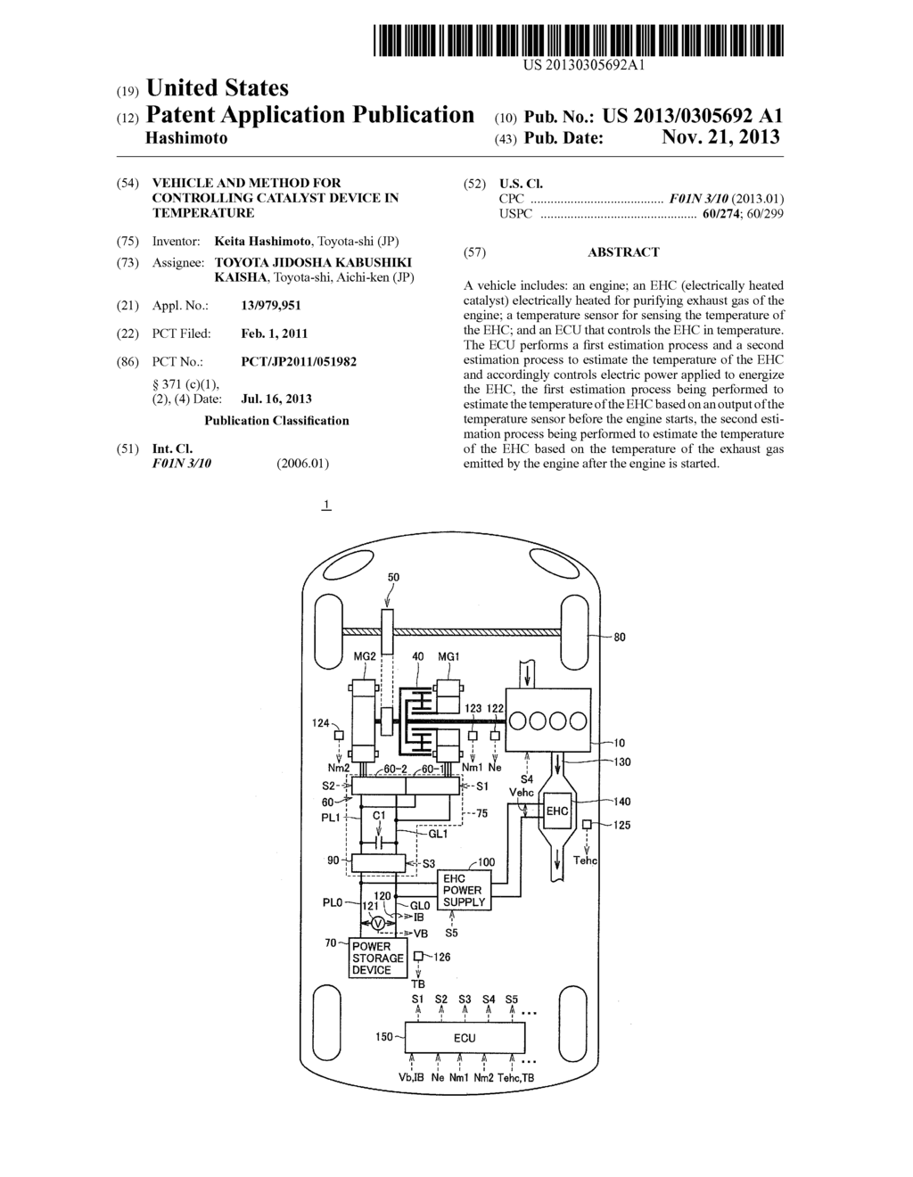 VEHICLE AND METHOD FOR CONTROLLING CATALYST DEVICE IN TEMPERATURE - diagram, schematic, and image 01