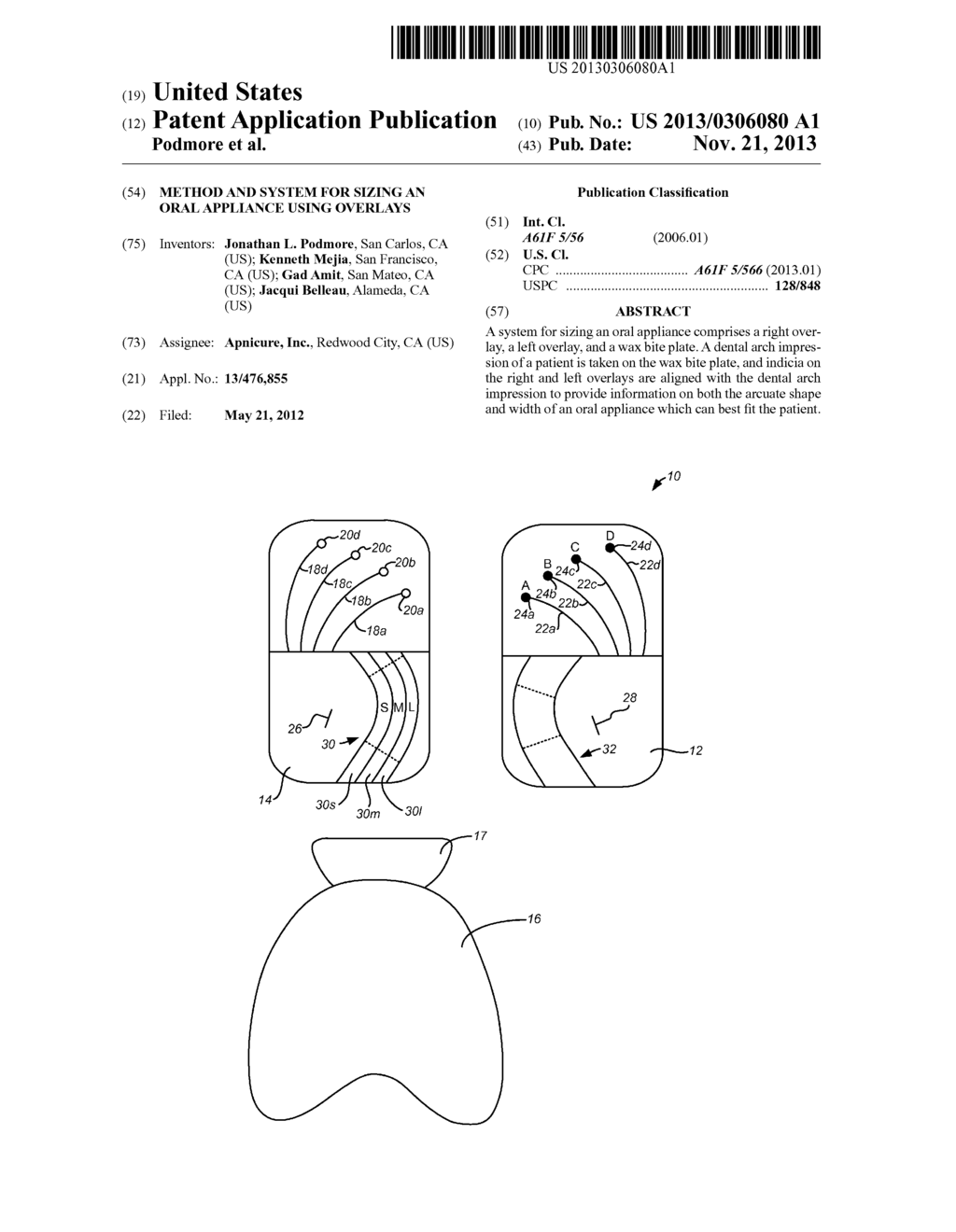 METHOD AND SYSTEM FOR SIZING AN ORAL APPLIANCE USING OVERLAYS - diagram, schematic, and image 01