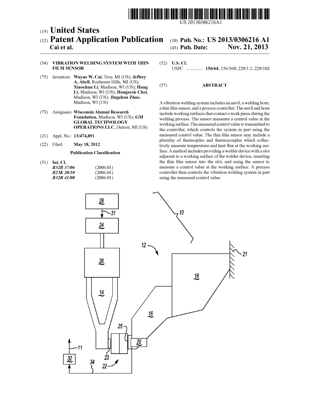 VIBRATION WELDING SYSTEM WITH THIN FILM SENSOR - diagram, schematic, and image 01