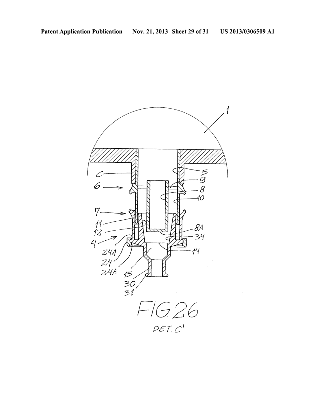 SPIKE-TYPE CONNECTOR FOR A MEDICAMENT RECONSTITUTION BAG, AND SAFETY     DEVICE FOR A BOTTLE CONTAINING A MEDICAMENT TO BE RECONSTITUTED - diagram, schematic, and image 30