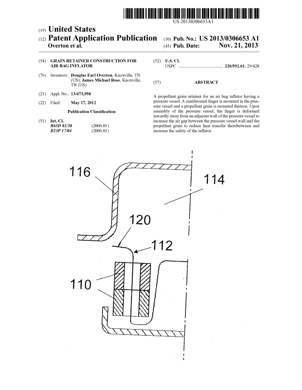 GRAIN RETAINER CONSTRUCTION FOR AIR BAG INFLATOR - diagram, schematic, and image 01