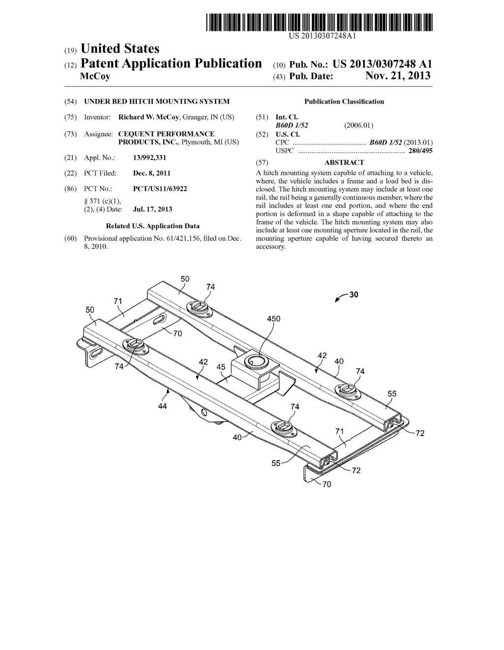 UNDER BED HITCH MOUNTING SYSTEM - diagram, schematic, and image 01